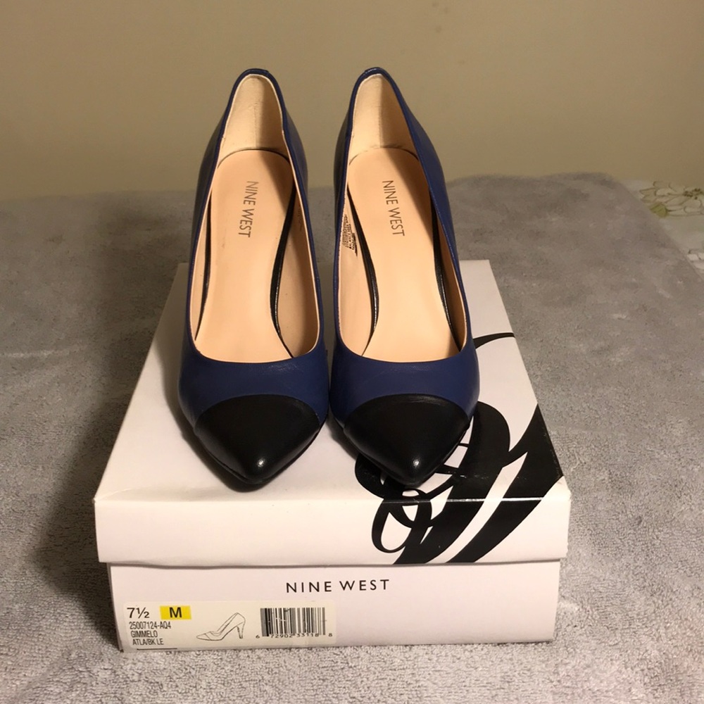 Nine West black and blue heels